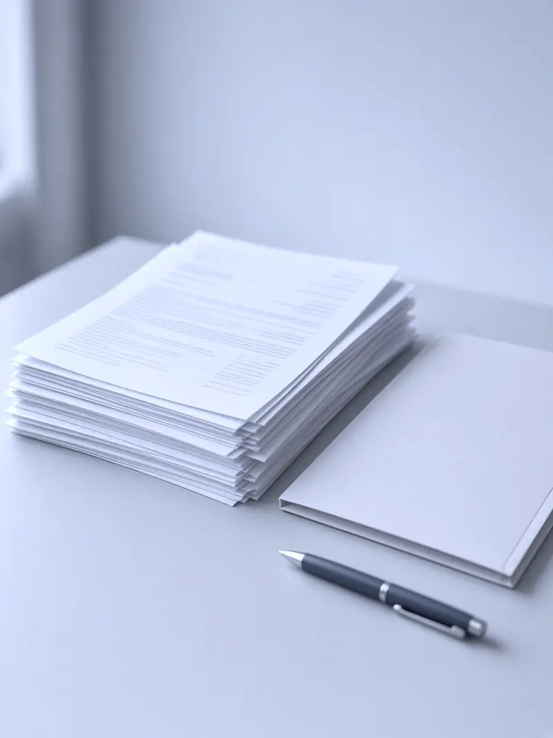 A neat stack of quality papers with no readable names